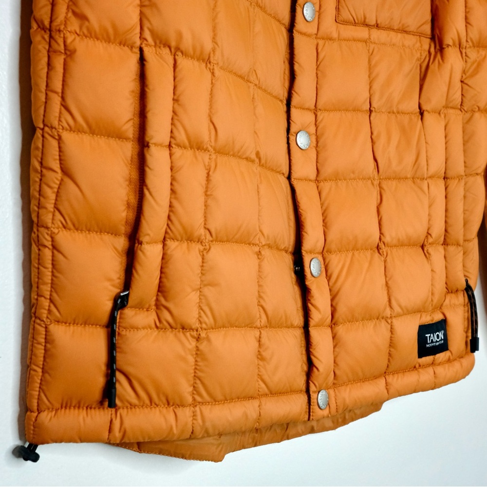 Taion Quilted Down Feather Puffer Jacket in Vibrant Orange - Picture 3 of 6